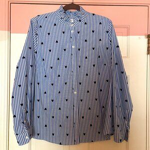 NWT J Crew - Button Down with Flocked Hearts - XL